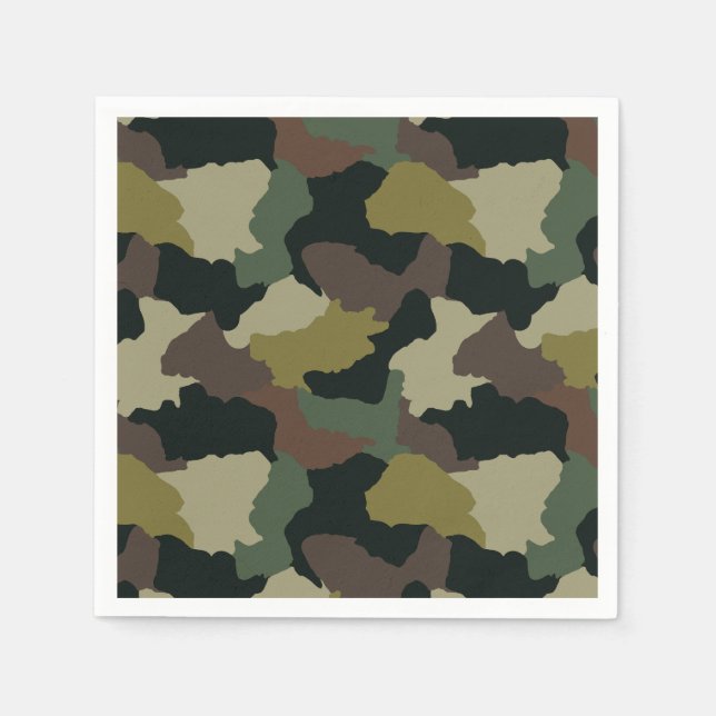 Earth Tones Green Brown Camouflage Napkins (Front)