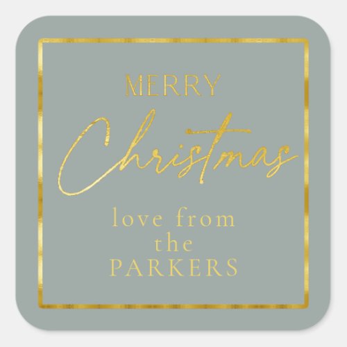 Earth Tones Green Gold Merry Christmas ID1009 Square Sticker