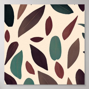 Earth tones leaves minimalist art poster