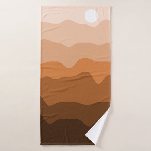 Earth Tones Minimalist Desert Landscape with Sun   Bath Towel Set