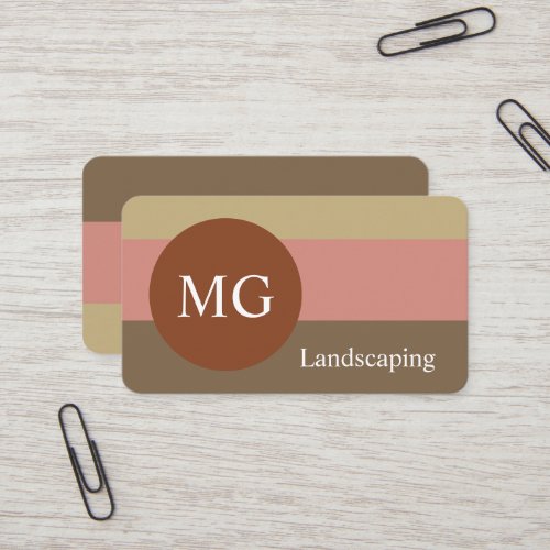 Earth Tones Modern Minimal Monogram Professional Business Card