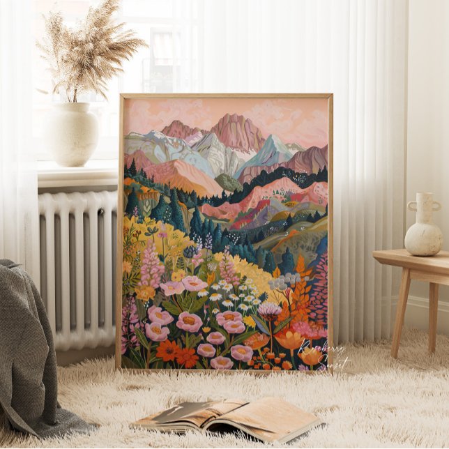 Earth Tones Mountain Wildflower Painting 24x36" Poster (Creator Uploaded)