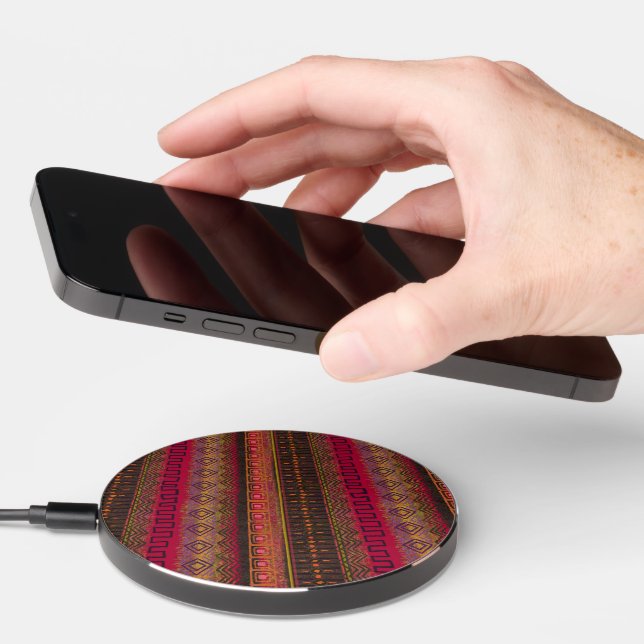 Earth Tones Mud Cloth Inspired Beautiful  Wireless Charger (Hand)