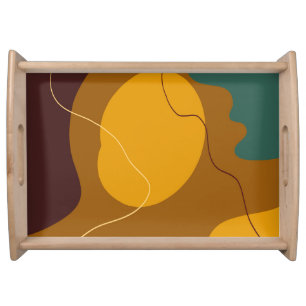 Earth tones organic shapes abstract background serving tray