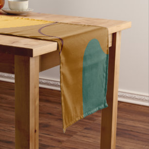 Earth tones organic shapes abstract background short table runner