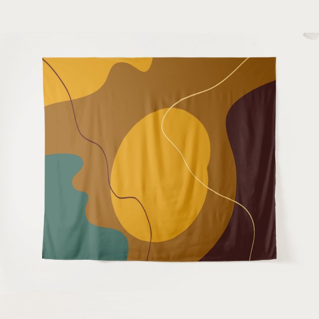 Earth tones organic shapes abstract background tapestry (Front (Horizontal))