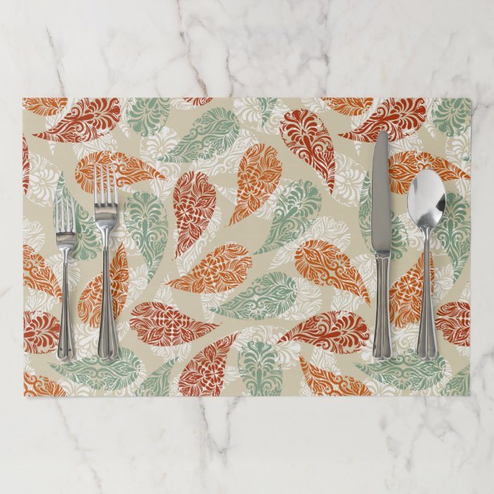 Earth Tones Paisley Pattern Tear Away Paper Placemat