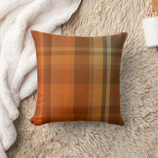 Earth Tones Plaid Decorative Throw Pillow Zazzle