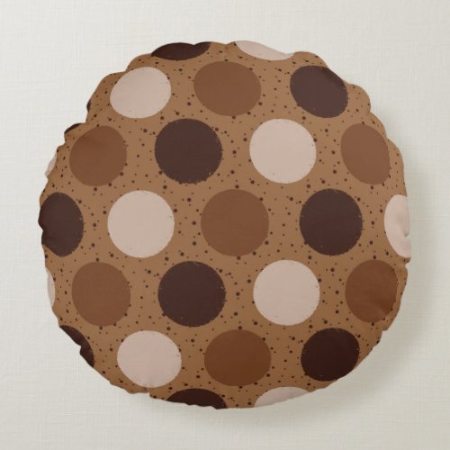 Earth tones polka dots round pillow