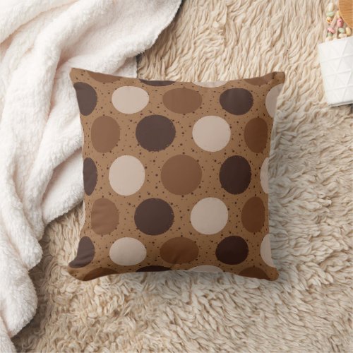 Earth tones polka dots throw pillow