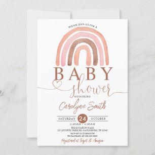 Earth Tones Rainbow Baby Shower Invitation