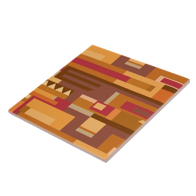 Earth tones red brown pattern  ceramic tile (Side)