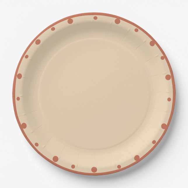 Earth Tones Sand Terra Cotta Polka Dots  Paper Plates (Front)