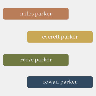 Earth Tones Simple Classic Kids Name Labels