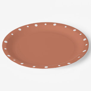 Earth Tones Terra Cotta White Polka Dots Paper Plates