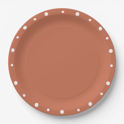 Earth Tones Terra Cotta White Polka Dots  Paper Plates