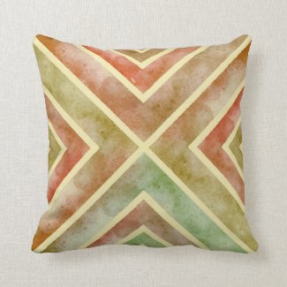 Earth tones watercolor geometric chevron stripes throw pillow