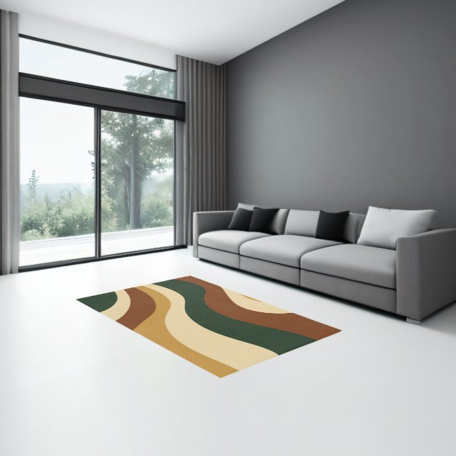 Earth tones wavy stripes modern design rug (Insitu (Indoor 3))