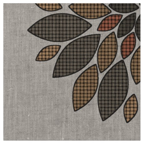 Earth Tones Woven Floral Look Linen Fabric