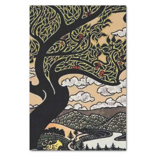 Earth Tree and Valley by Gisbert Combaz Tissue Paper