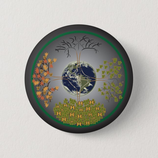 Earth Tree Mandala Button (Front)