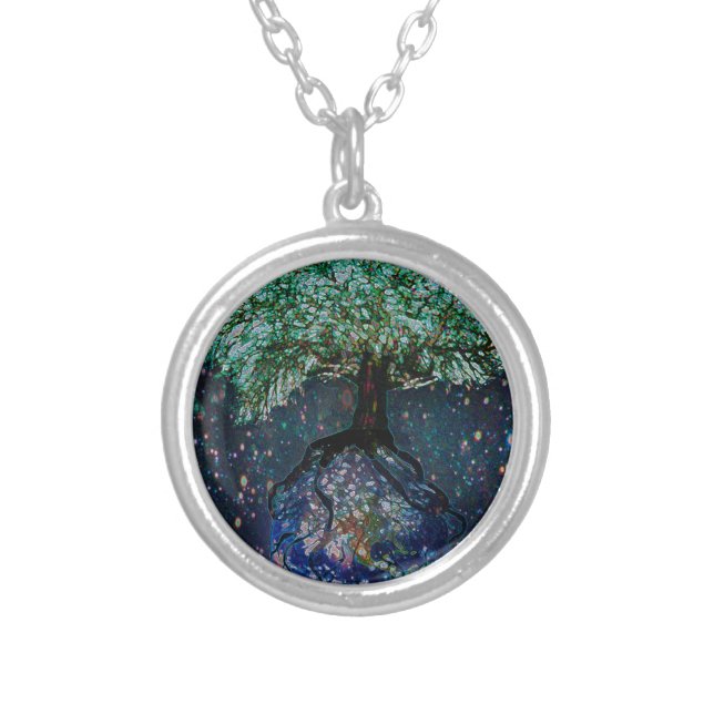 Earth Tree of Life Silver Plated Necklace (Front)