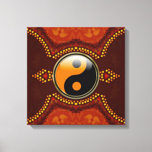 Earth Tribal New Age Yin Yang Wrapped Canvas Print
