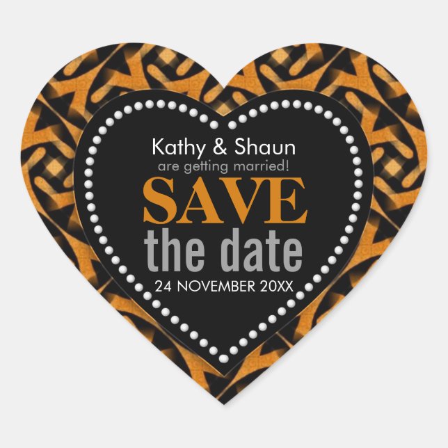 Earth Tribe Tribal Save the Date Love Heart Heart Sticker (Front)