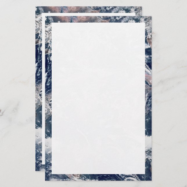 Earth Trim Border and Background Template Stationery (Front/Back)