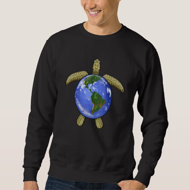 Earth Turtle   Women Sea Animal Turtle Earth Save  Sweatshirt (Front)