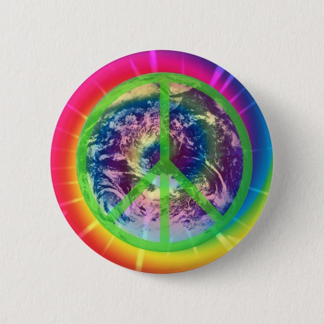 Earth, Tye Dye, and Peace Button (Front)