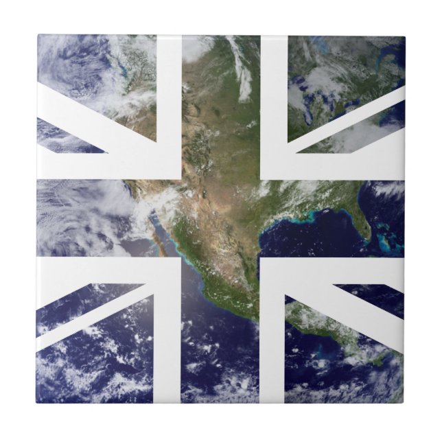 Earth Union Jack British(UK) Flag Ceramic Tile (Front)
