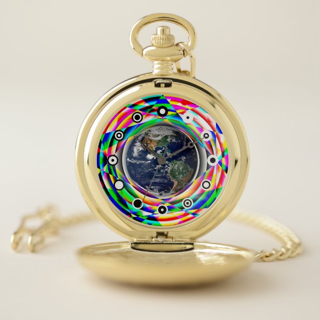 Earth Vibes (Binary Face) by Kenneth  Yoncich Pocket Watch (Inside)