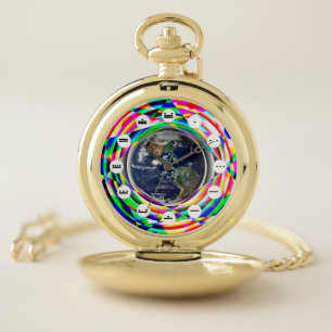 Earth Vibes (Mayan Face) by Kenneth  Yoncich Pocket Watch