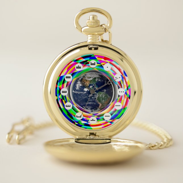 Earth Vibes (Mayan Face) by Kenneth  Yoncich Pocket Watch (Inside)