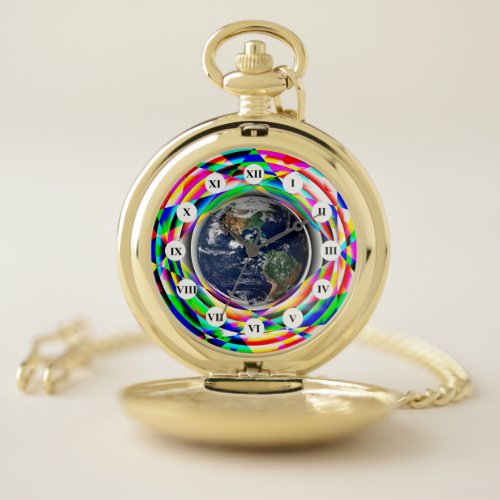 Earth Vibes Roman Face by Kenneth Yoncich Pocket Watch