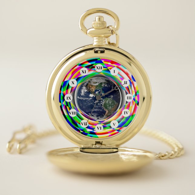 Earth Vibes (Roman Face) by Kenneth Yoncich Pocket Watch (Inside)