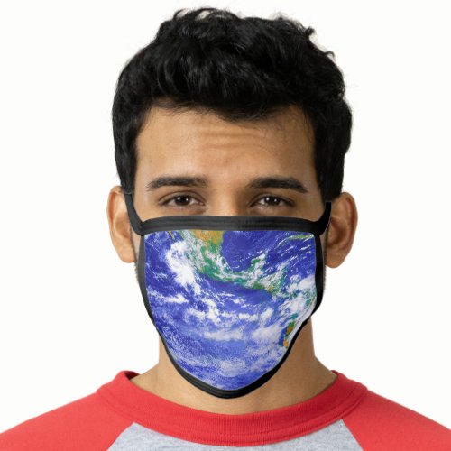 Earth View Continents Oceans Space Theme Face Mask