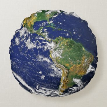 earth view from space round pillow