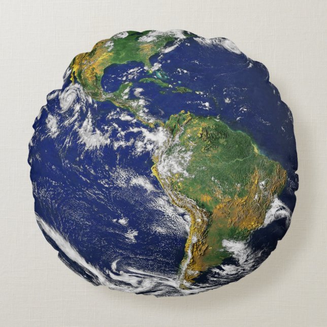 earth view from space round pillow (Front)