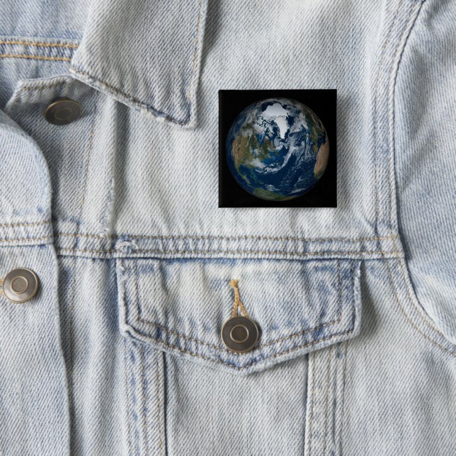 Earth With Clouds And Sea Ice 2 Button (In Situ)
