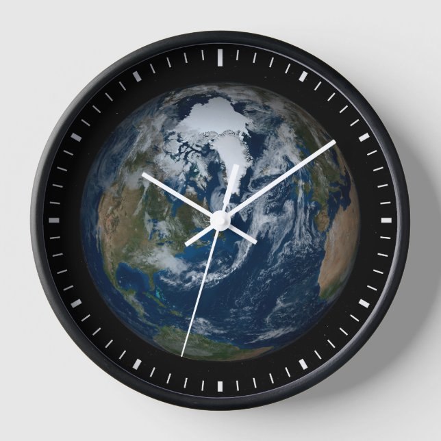 Earth With Clouds And Sea Ice 2 Clock (Front)
