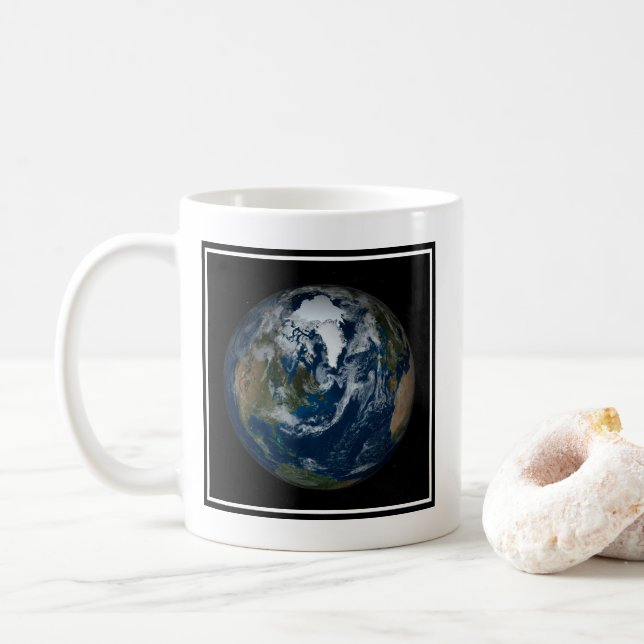 Earth With Clouds And Sea Ice 2 Coffee Mug (With Donut)