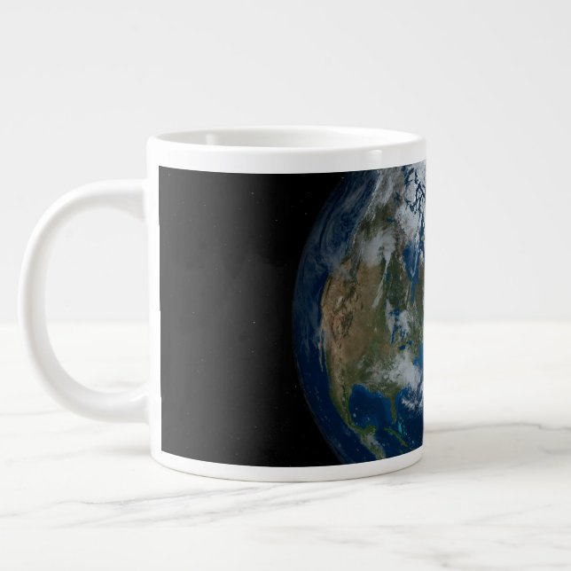 Earth With Clouds And Sea Ice 2 Giant Coffee Mug (Left)