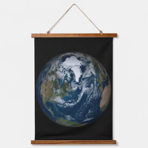 Earth With Clouds And Sea Ice 2 Hanging Tapestry