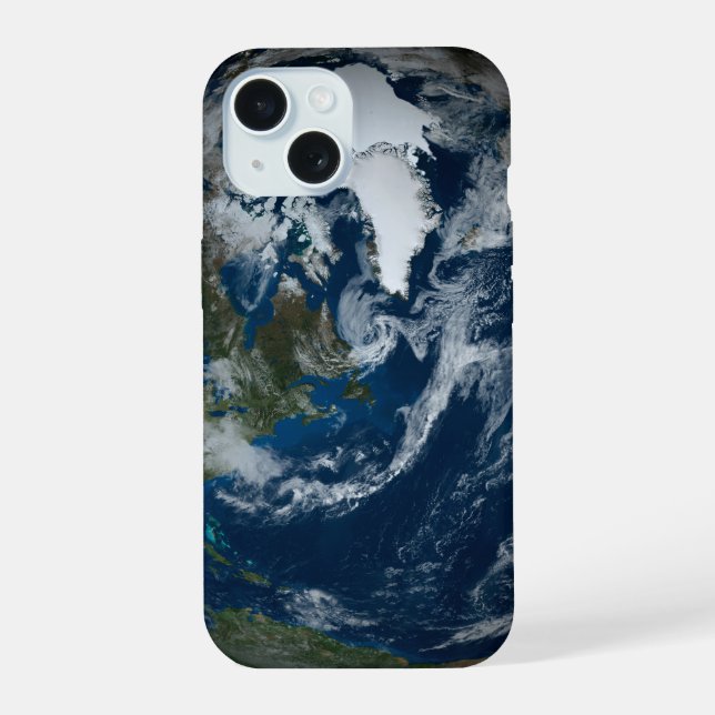 Earth With Clouds And Sea Ice 2 iPhone 15 Case (Back)