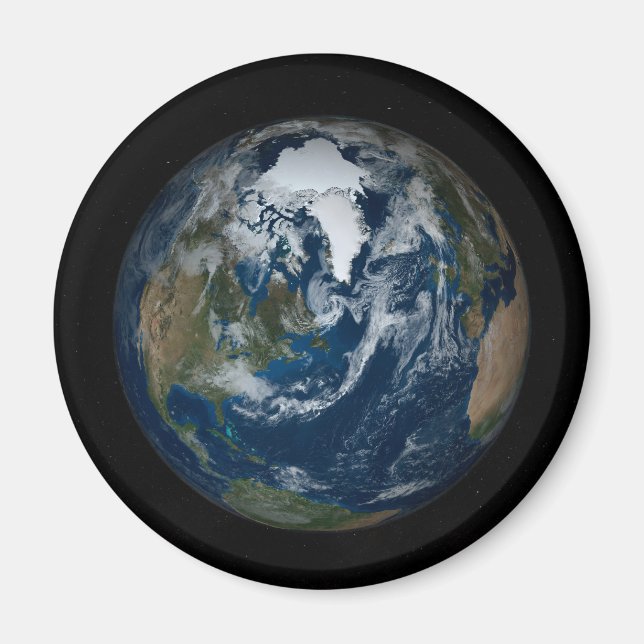 Earth With Clouds And Sea Ice 2 Magnet (Front)