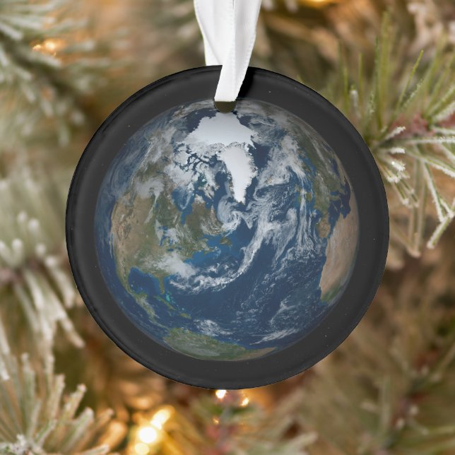 Earth With Clouds And Sea Ice 2 Ornament (Tree)