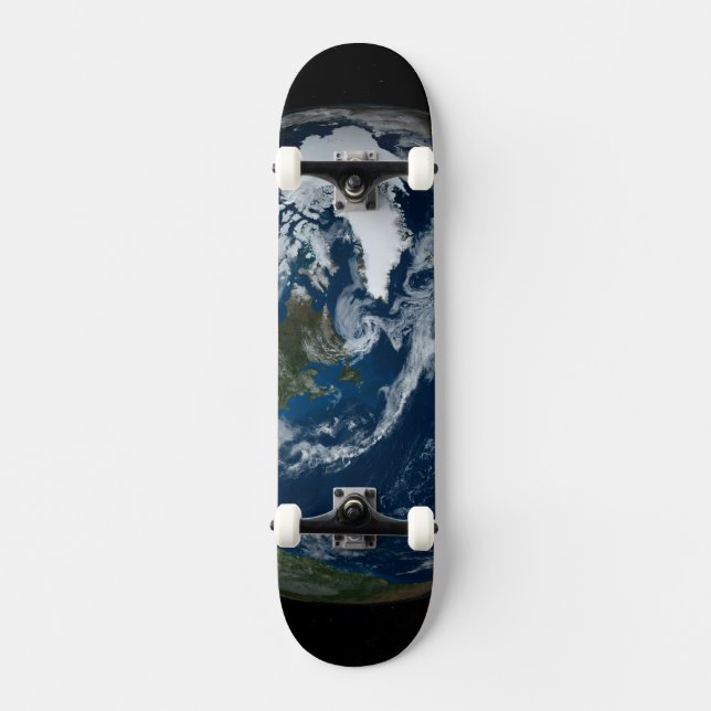 Earth With Clouds And Sea Ice 2 Skateboard (Front)
