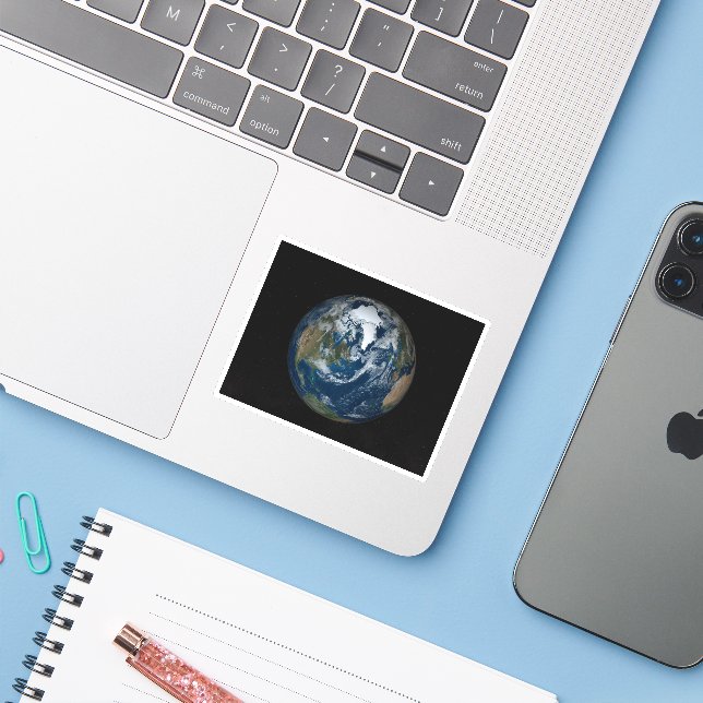Earth With Clouds And Sea Ice 2 Sticker (Laptop w/ iPhone)
